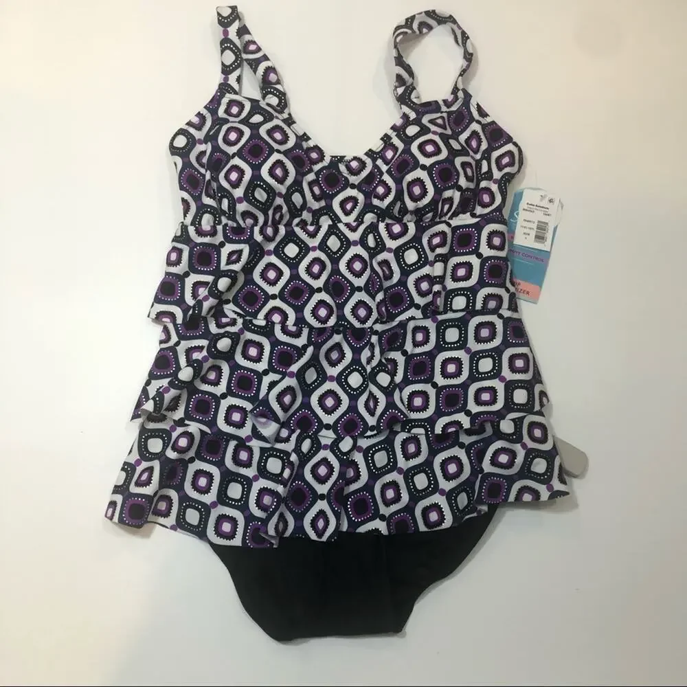 Swim Solution Tired one piece swimsuit Sz 8